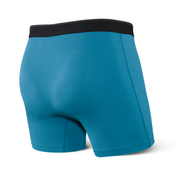 Bokserki męskie trekkingowe / sportowe z rozporkiem SAXX QUEST Boxer Brief Fly – błękitne