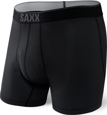 Bokserki męskie trekkingowe / sportowe z rozporkiem SAXX QUEST Boxer Brief Fly – czarne