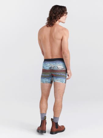 Bokserki męskie trekkingowe / sportowe z rozporkiem SAXX QUEST Boxer Brief Fly fale górskie - niebieskie