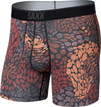 Bokserki męskie trekkingowe / sportowe z rozporkiem SAXX QUEST Boxer Brief Fly  plamki- bordowe