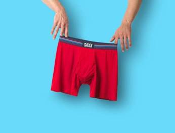 Bokserki męskie wygodne SAXX ULTRA Boxer Brief Fly - czerwone