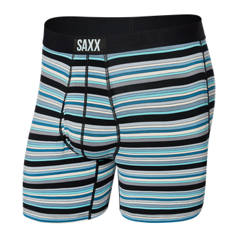 Bokserki męskie wygodne SAXX ULTRA Boxer Brief Fly paski - niebieskie