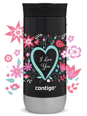 Kubek termiczny na kawę Contigo Huron 2.0 470ml - I love You - Czarny