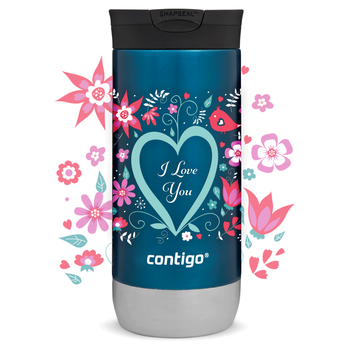 Kubek termiczny na kawę Contigo Huron 2.0 470ml - I love You - Niebieski