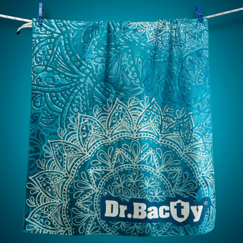 Ręcznik plażowy szybkoschnący antybakteryjny dwustronny Dr.Bacty 60x130 - Mandala Blue