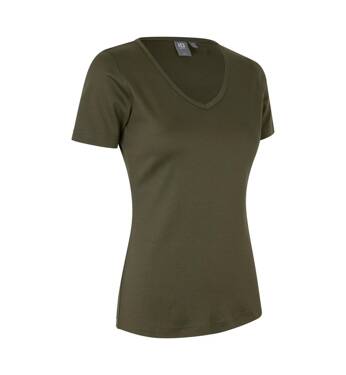 T-shirt Interlock, V-neck, damski ID - Zielony