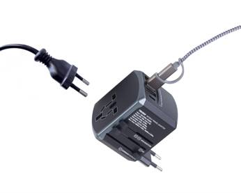 Zestaw adapterów podróżnych WORLD TRAVEL ADAPTER Troika - Czarny